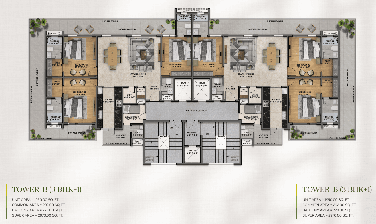 Vintage Greens 3+1 BHK floor plan