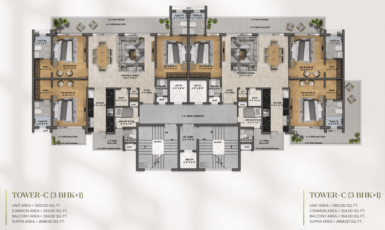 Vintage Greens 3+1 BHK floor plan