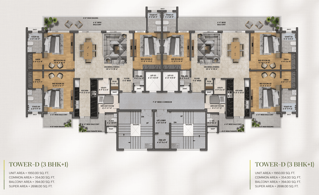 Vintage Greens 3+1 BHK floor plan