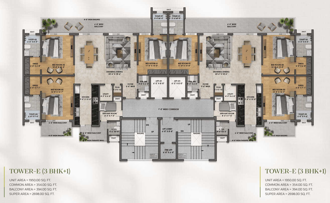 Vintage Greens 3+1 BHK floor plan