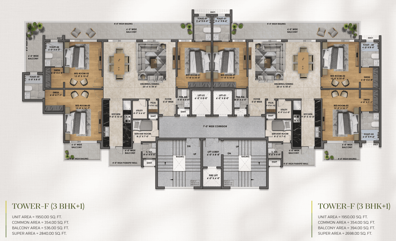 Vintage Greens 3+1 BHK floor plan