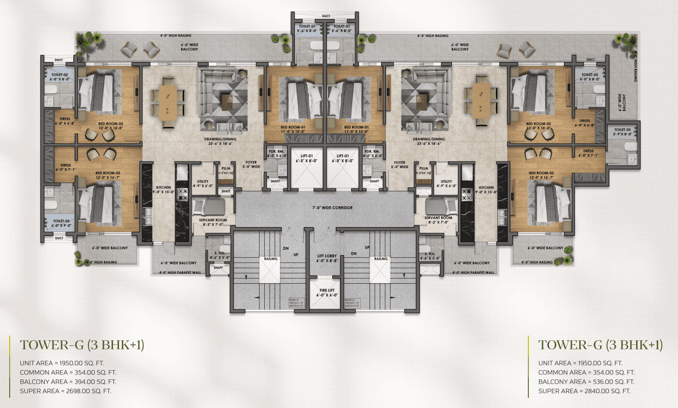 Vintage Greens 3+1 BHK floor plan