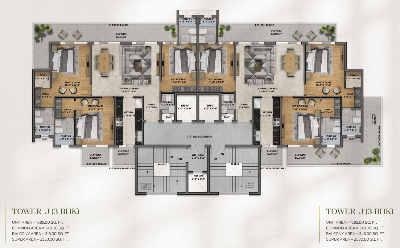 Vintage Greens 3 BHK floor plan