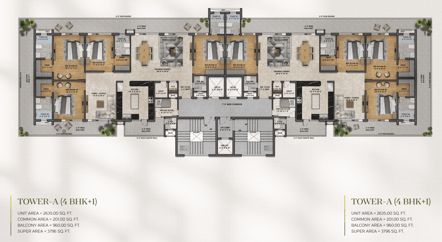 Vintage Greens 4+1 BHK floor plan