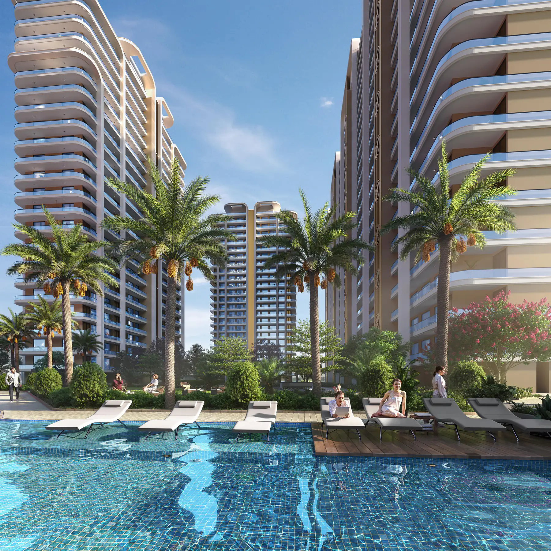 Vintage Greens poolside building view