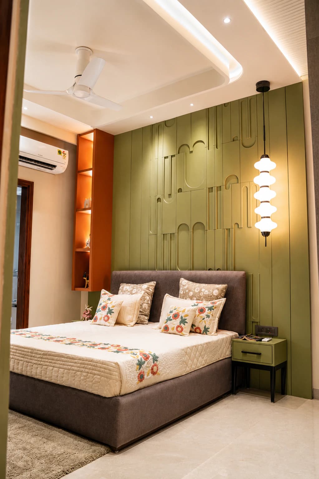 Elegant master bedroom interior in a 3 BHK apartment at Vintage Greens Zirakpur