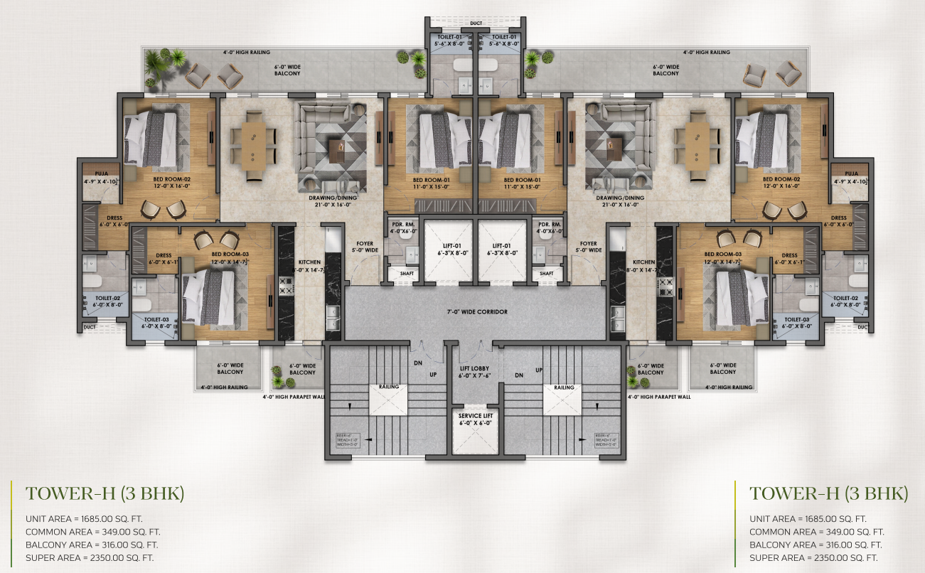 3 BHK Floor Plan
