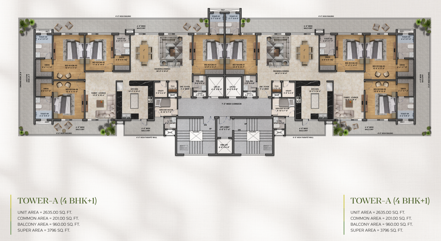 4+1 BHK Floor Plan